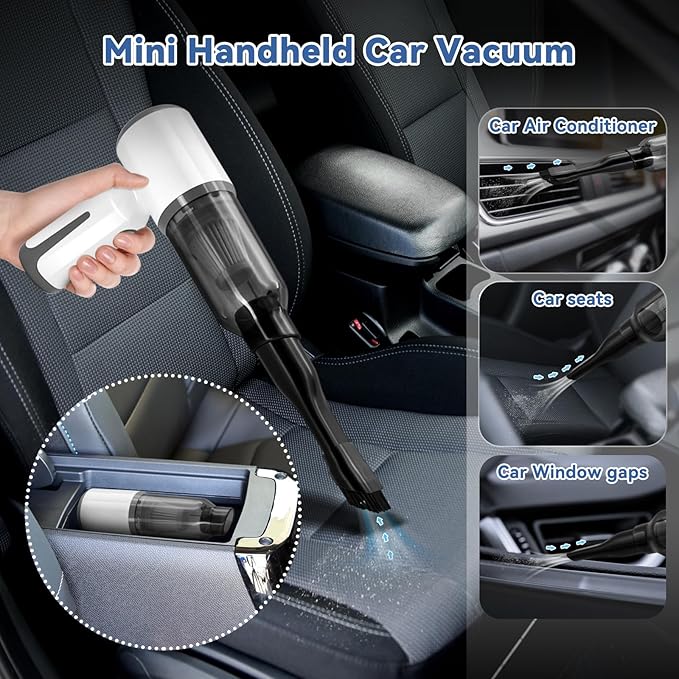 Cordless Handheld Vacuum for Car and Home - 6500Pa Powerful Suction, 3-in-1 Vacuum & Blower for Keyboard Cleaning, Computer Duster