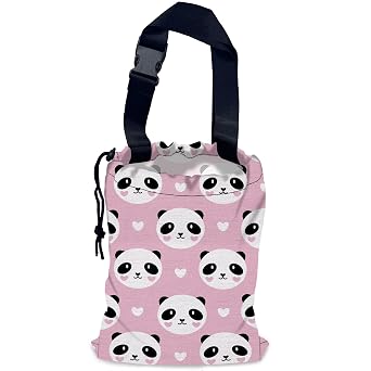 Lovely Panda Car Garbage Bag,Hearts Waterproof Small Car Trash Bag Hanging Back of Seat,Drawstring Hanging Car Trash Bag
