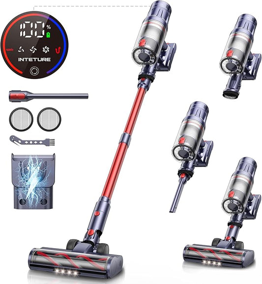 Cordless Vacuum Cleaner, 650W 55Kpa 70Mins Vacuum Cleaners for Home with Auto Mode/LED Display, Self-Standing Cordless Stick Vacuum Lightweight,Rechargeable Cordless Vacuum for Pet Hair/Carpet/Floors
