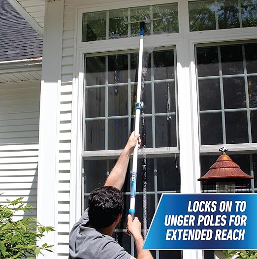 Unger Professional Connect and Clean 12” Performance Squeegee for Glass and Window Care with Replacement Rubber, Heavy Duty Cleaning Supplies with Streak-Free Results, Handheld Household Cleaner Tool