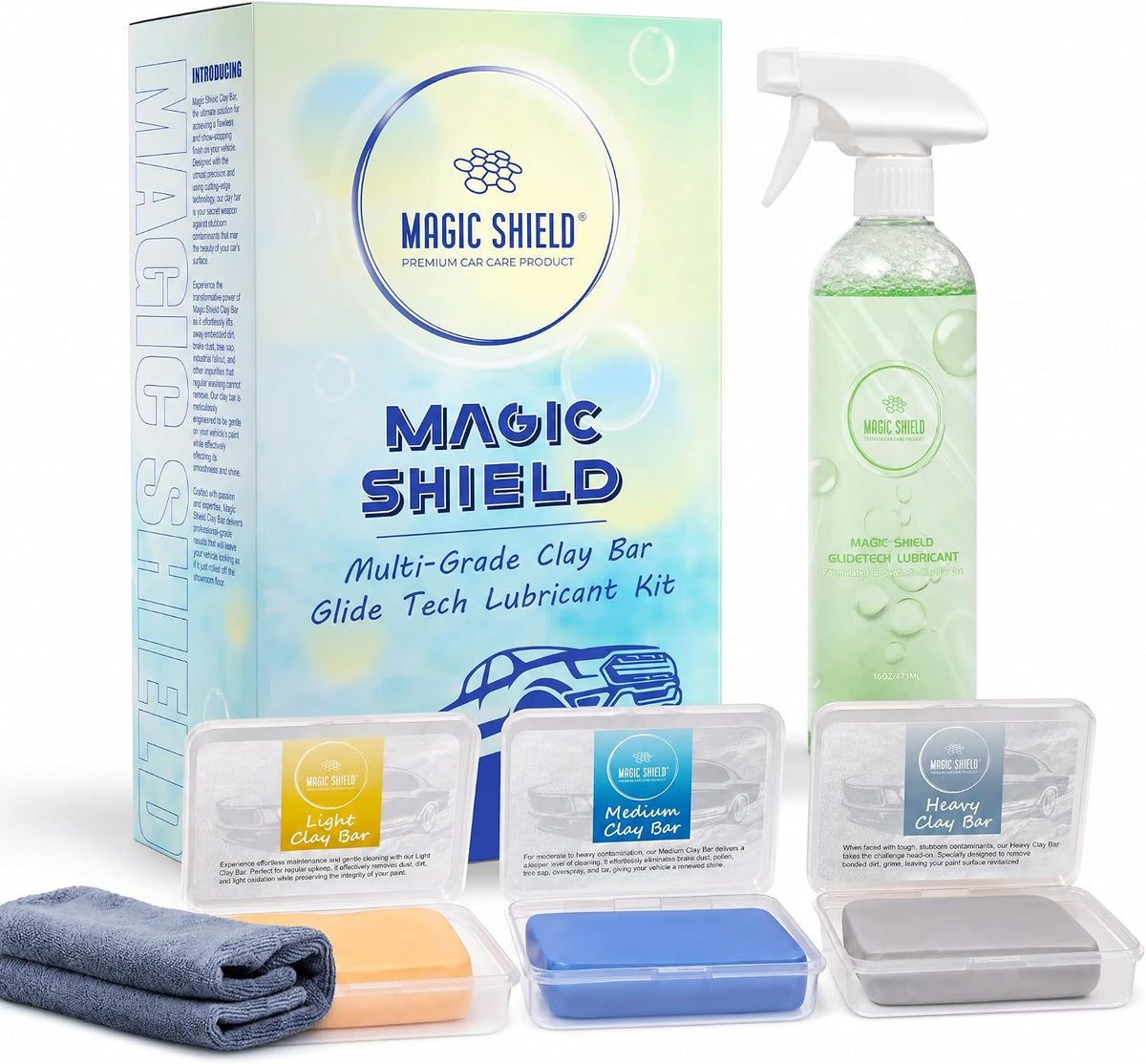 Magic Shield Car Clay Bar Triple Pack, Light, Medium & Heavy, 3 x 100 g