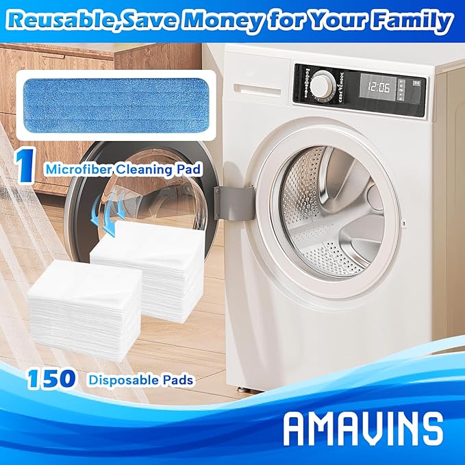 AmaVins 3 Pack Microfiber Cleaning Pads, Reusable Microfiber Mop Pads for 18 Inch Mop, Hardwood Floor Replacement Cleaning Mop Pads, Machine Washes