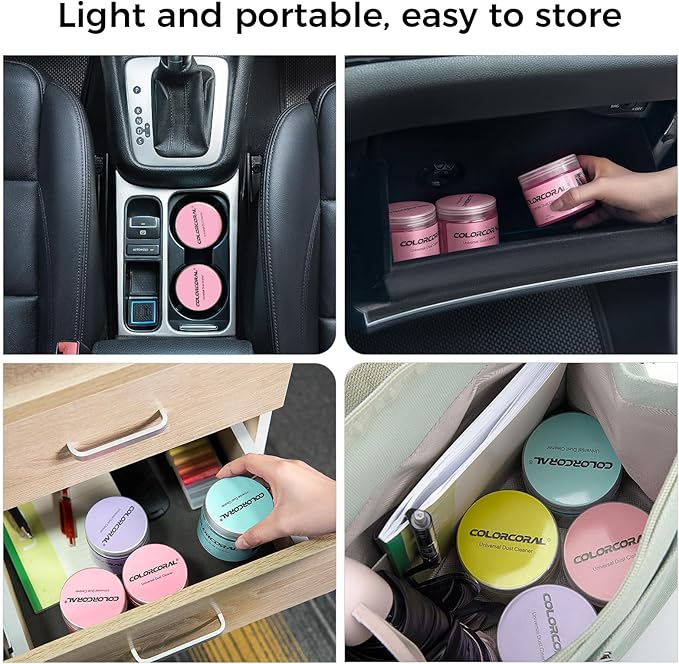 COLORCORAL Cleaning Gel for Car Universal Gel Cleaner Auto Detailing Car Vent Keyboard Cleaning Putty Car Interior Cleaner Dashboard Dust Remover Putty Auto Duster Cleaning Kit 160G - Rose Red