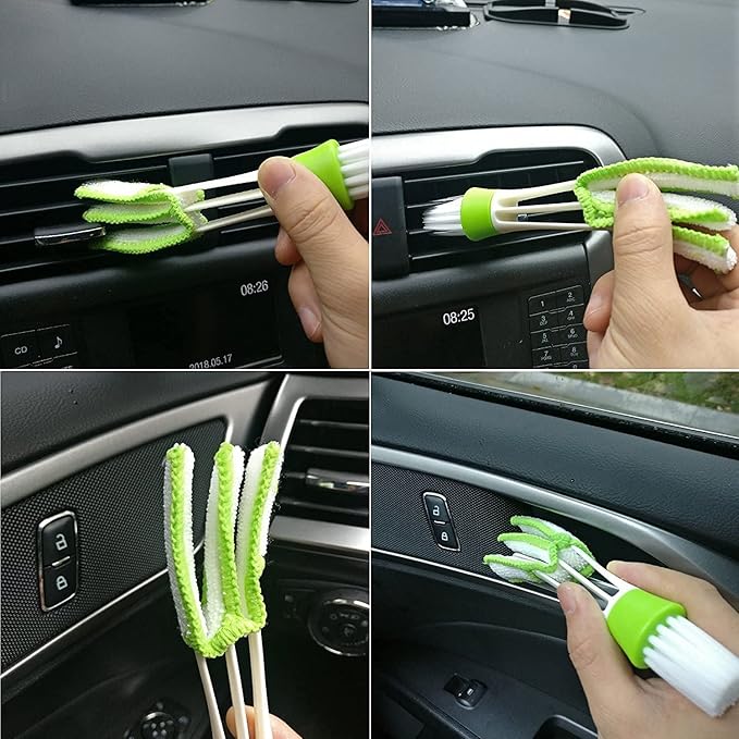 Nurkul 11 Pieces Auto Detailing Brush Set for Cleaning Interior, Exterior, Leather, Including 6 pcs Car Detailing Brushes, 3 pcs Wire Brush and 2 pcs Automotive Air Conditioner Brush