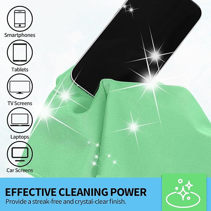 Microfiber Cleaning Cloth, 10 Pack Glasses Cleaning Cloth, 16" ×14" Window Cleaning Rags, Streak Free Lint Free Polishing Cloths Wipes for Eye Glass Stainless Steel Windshield, Sage Green