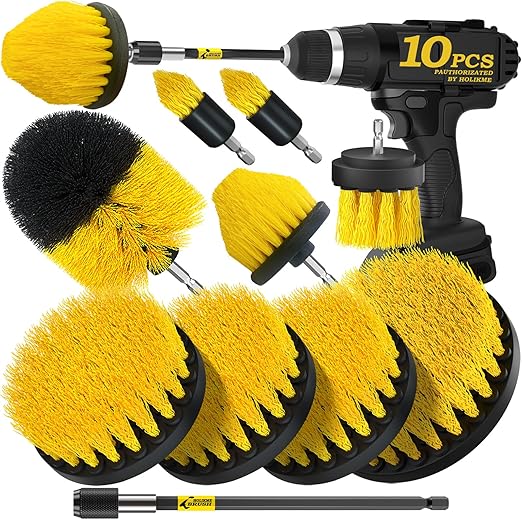 Holikme 10Pack Drill Brush Attachments Set，Power Scrubber Kit for Clean