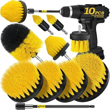 Holikme 10Pack Drill Brush Attachments Set，Power Scrubber Kit for Clean