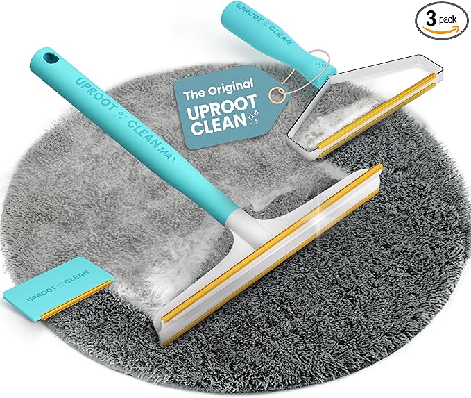 Uproot Clean Fur-Nado Survival Kit - Uproot Cleaner Pro Pet Hair Remover Tool + Mini & Max Variants - Pet Hair Removal Tool and Carpet Rake - Easy Cat & Dog Fur Scraper Bundle