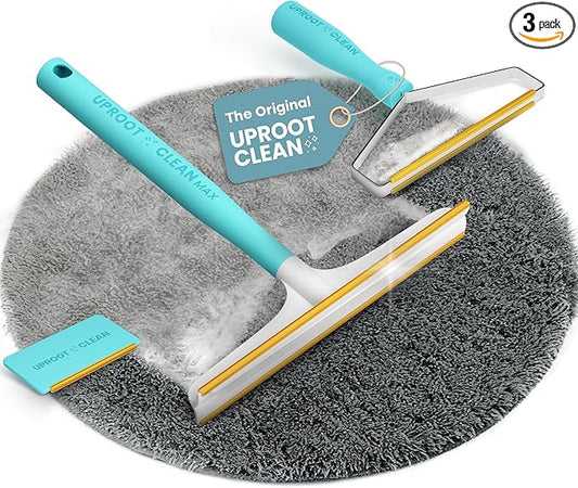 Uproot Clean Fur-Nado Survival Kit - Uproot Cleaner Pro Pet Hair Remover Tool + Mini & Max Variants - Pet Hair Removal Tool and Carpet Rake - Easy Cat & Dog Fur Scraper Bundle
