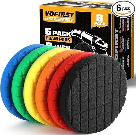 6 PCS Buffing Polishing Pads, Polishing Pad Kit 6.5 Inch Face for 6 Inch 150mm Backing Plate Compound, Cutting Polishing