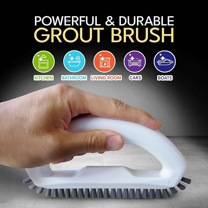 Grout Cleaning Brush Set (4 Pcs) Heavy Duty Hand Grout Scrub Brush & Detail Cleaning Brush Set for Baseboards,Floor, Corners, Shower, Bath Tub & Tiles