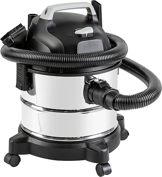 Amazon Basics Wet Dry Shop Vacuum Cleaner, 4 Gallon, 3 HP Stainless Steel, Grey/Black