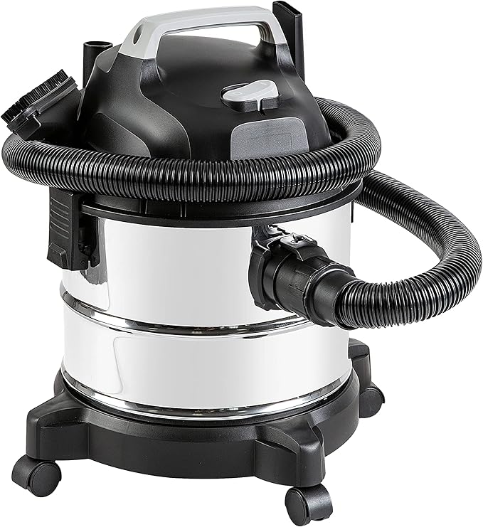 Amazon Basics Wet Dry Shop Vacuum Cleaner, 4 Gallon, 3 HP Stainless Steel, Grey/Black