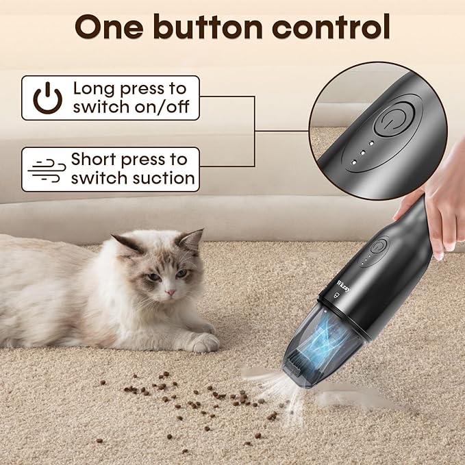 Wkzay Portable Mini Handheld Vacuum Cordless: Brushless Motor – 16,000Pa Strong Suction, Fast Charging, Low Noise, Lightweight and Portable for Home, Apartment, Dorms, Small Spaces