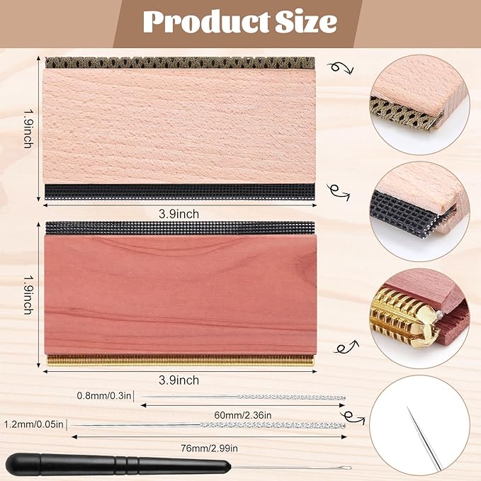Cashmere Comb Double Sided Sweater Shaver Snag Repair Tool Kit with Snag Repair Needles Latch Hook Multifunction Fabric Clothes Shaver Travel Pilling Remover (Cedar and Beech)