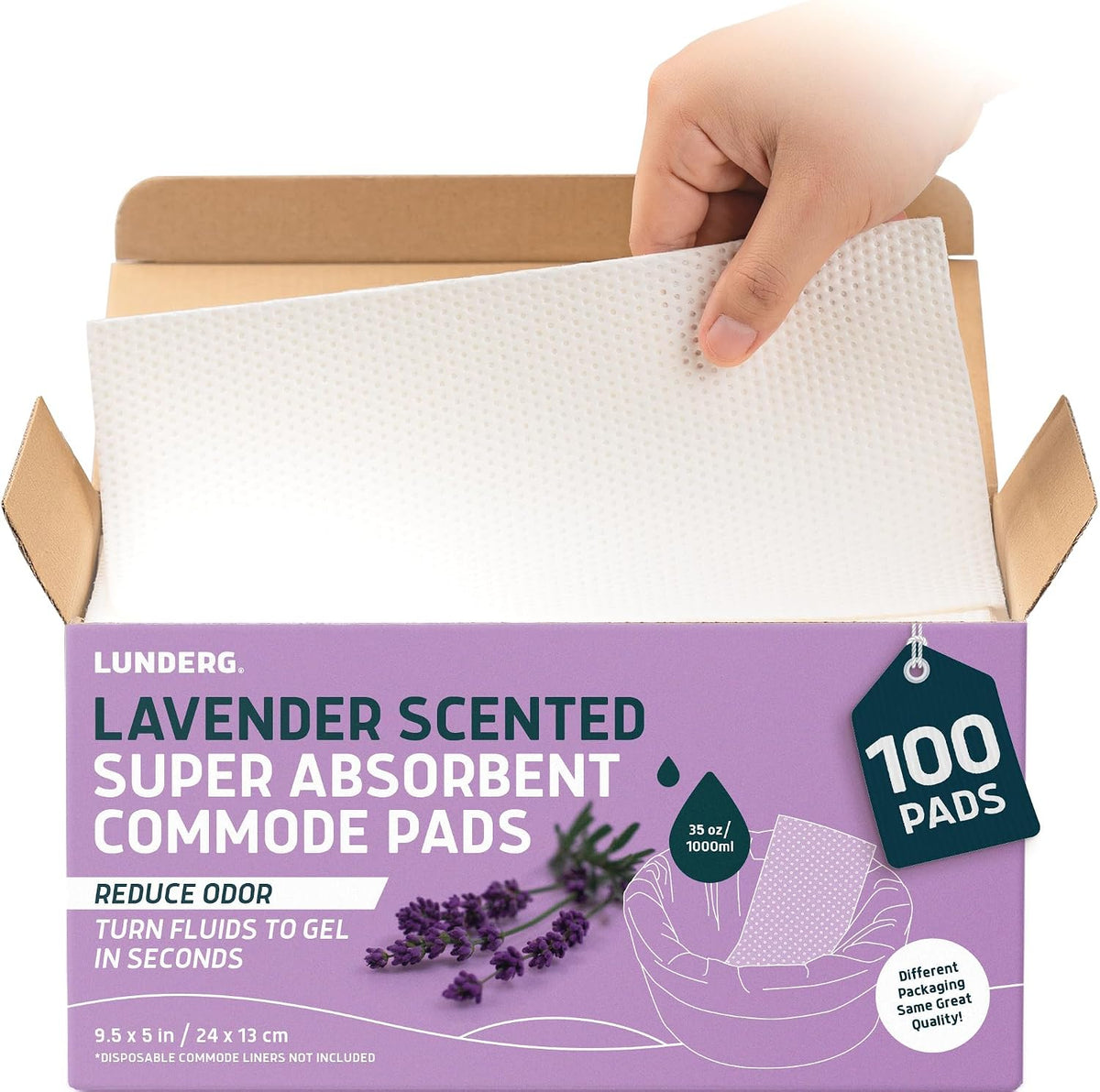 Lavender Scented Super Absorbent Commode Pads - Value Pack 100 Pads