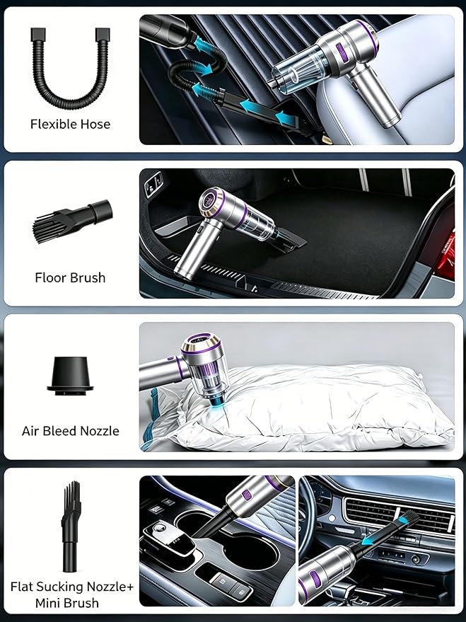 Handheld Car Vacuum Cordless, 22000Pa High Power Vacuum Cleaner and Air Duster, 2026 Upgrade 4-in-1 Portable Vacuum with 10 Multi-Nozzles for Small Jobs, Car, Home, Desk, Keyboards