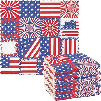 ALAZA Dish Towels 4th of July American Independence Day Dish Cloths Absorbent Lint Free Bar Tea Soft Towel Kitchen Acces