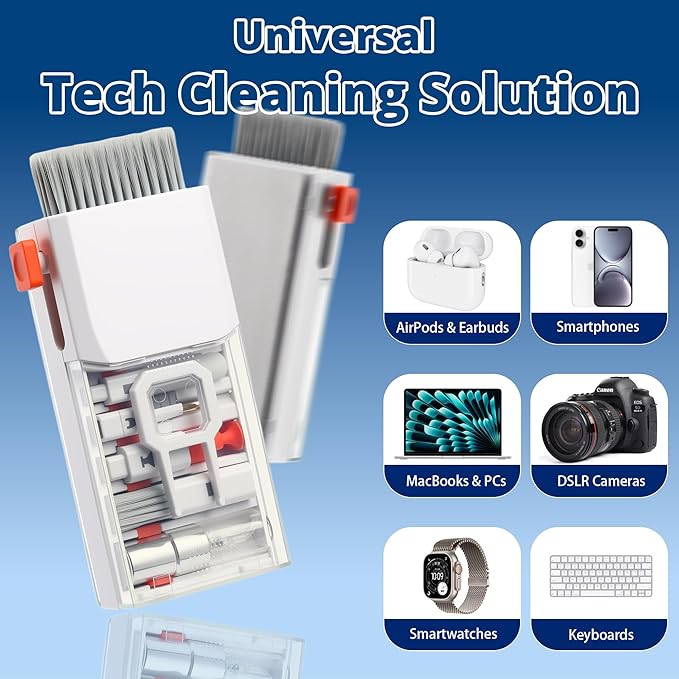 32PCS Upgraded Keyboard Cleaning Kit, 13-in-1 Electronics Cleaner Tool with Dust Cleaning Putty, Microfiber Cloth, Wipes-Cleaning Set for iPhone, AirPods, iPad, Laptop, PC Screen, Monitor, Camera