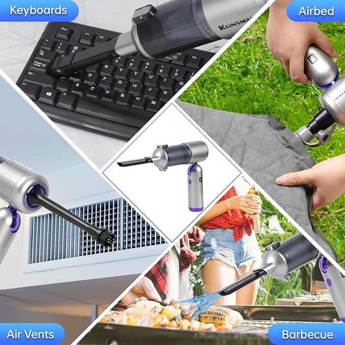 Bug Vacuum Catcher, Handheld Car Vacuum Portable Cordless, 17KPa High Power Suction, Air Duster & Inflator with Multi-Nozzles for Spider, Tent, Travel, Garden, 180° Foldable AeroVac Car Vacuum V15 Pro