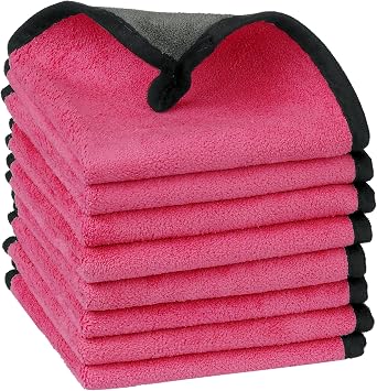 uxcell Car Cleaning Cloths, 8 Pack Soft Premium Microfiber Towels with Hang Loop for Household Cleaning, Reusable Car Cl