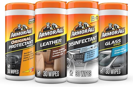 Armor All Interior Car Cleaning Wipes Kit, Disinfects, Protects, and Cleans Car Interiors, Includes Leather Care Wipes, 