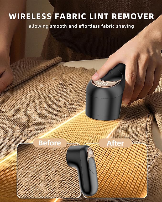 Fabric Shaver Lint Remover, Rechargeable Lint Shaver with 6-Leaf Blades, Sweater Defuzzer, Quickly Remove Fuzz Lint Balls for Clothes, Sweater, Couch, Blanket, Curtain, Wool, Cashmere