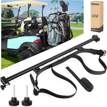 10L0L No-Drilling Golf Cart Bag Holder Bracket for 2+2 Golf Cart Rear Seat, with 1-Inch Square Tube, Adjustable Universa