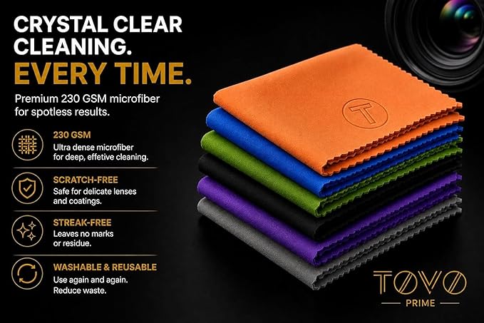 Microfiber Cleaning Cloth – 6 Pack, 230 GSM Ultra Soft Lens Cloth for Glasses, Camera & Screens, Streak-Free, Lint-Free, Scratch-Safe (6x7 Inch)