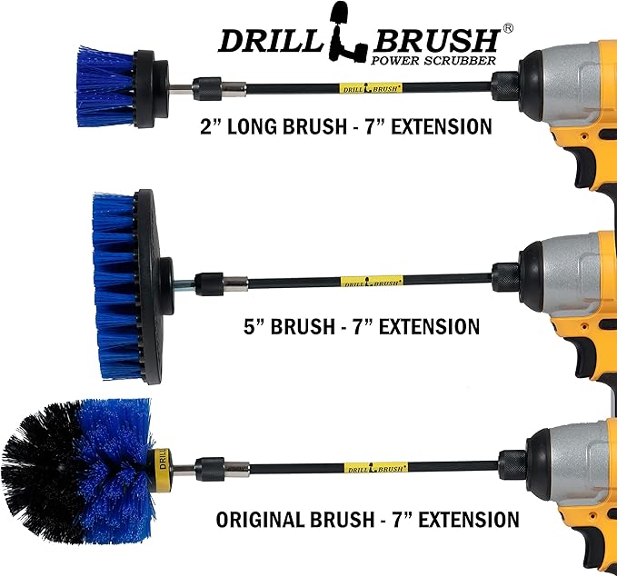 Ultimate Boat Cleaning Kit with 7 Inch Extension - Pool Cleaning Accessories - Carpet Cleaner - Boat Deck Brush - Water Slide Cleaning Tool - Hot Tub - Pool Scrubbing Brush Set - Aquatic Cleaning Tool