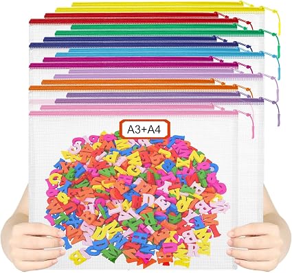 YOPCDJ 20PCS Mesh Zipper Pouch Bags,File Bags,Toy Storage Bags,Clear Organizer Bags,Suitable for Board Game,Home,School,