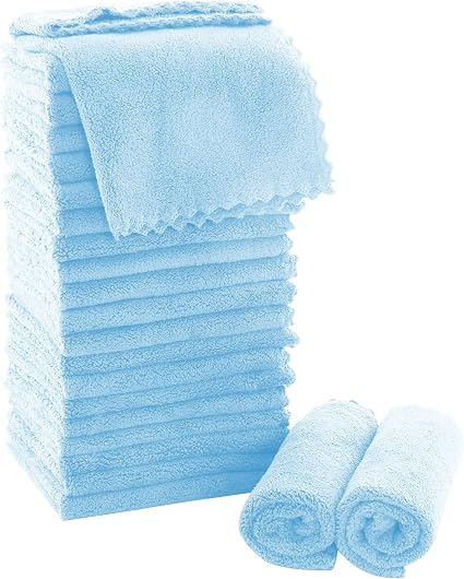 MOONQUEEN Ultra Soft Premium Washcloths Set - 12 x 12 inches - 24 Pack - Quick Drying - Highly Absorbent Coral Velvet Ba