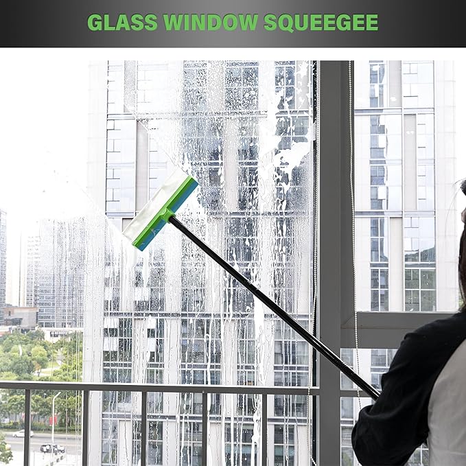 Gomake ‌11'' Window Squeegee with 20-63 Inch Telescopic Long Handle for Shower Glass Door,Car Windshield, Window, Mirror, Bathroom,Countertop,Floor Cleaning