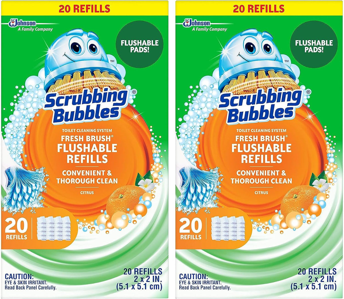 Fresh Brush Flushable Cleaner Refills, 20 Count, (2-Pack)