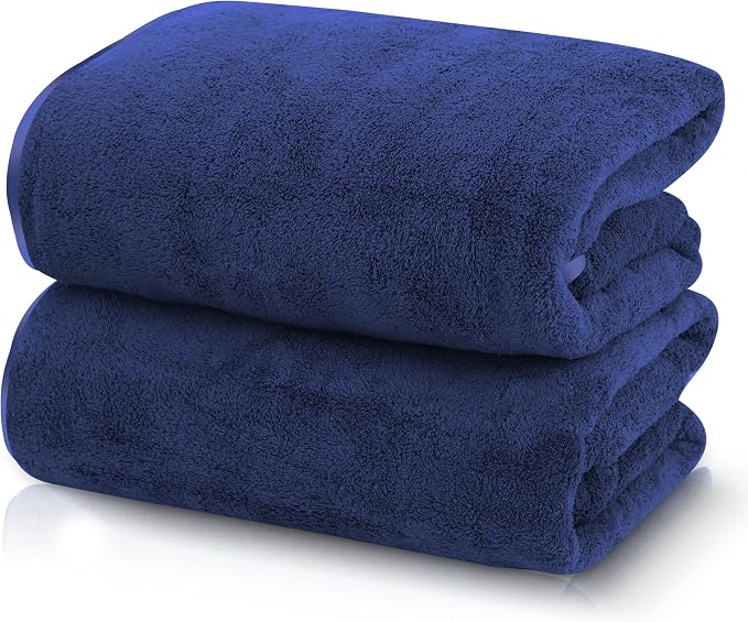 TENSTARS Silk Hemming Bath Towels for Bathroom Clearance - 27 x 55 inches - Light Thin Quick Drying - Soft Microfiber Ab