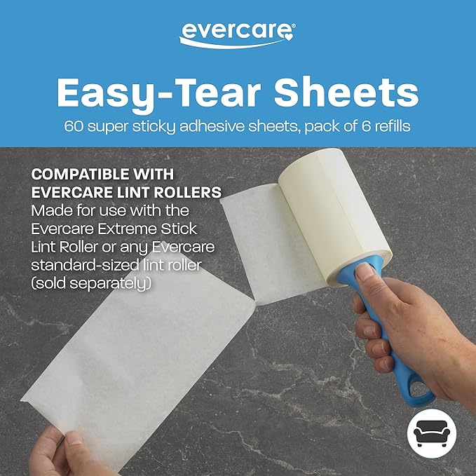 Evercare Extreme Giant Stick Lint Roller with Straight Handle Manual Lint Stick, 70 Sheets, Blue