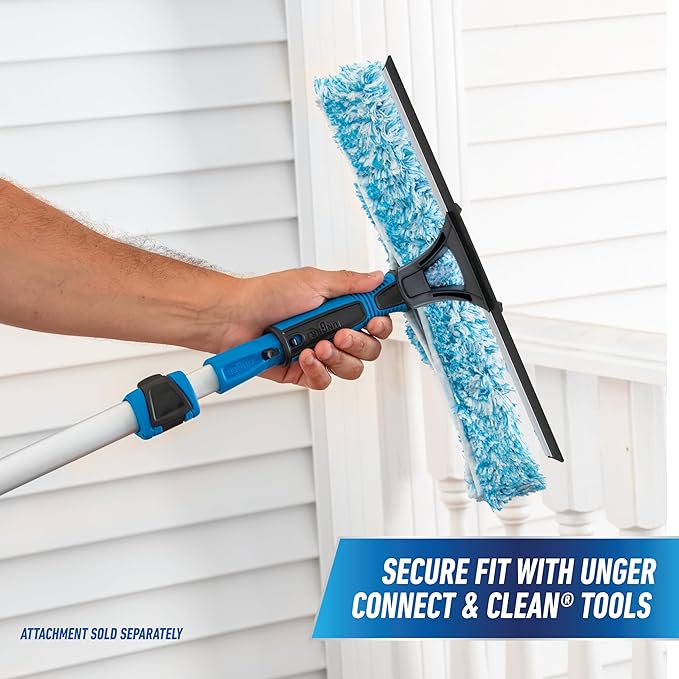 Unger Professional Connect and Clean 6’-12’ Aluminum Telescopic Extension Pole with Locking Cone and Quick-Flip Clamp, Compatible with Cleaning Tool Attachments, Indoor and Outdoor Use