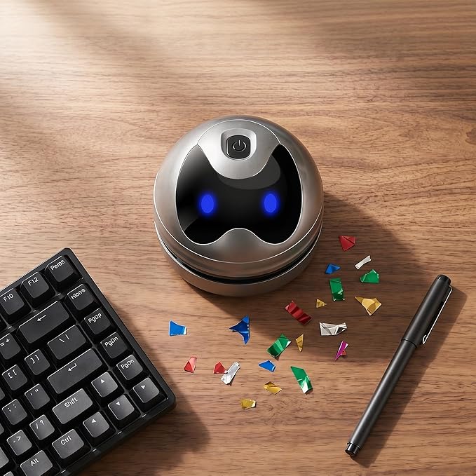 Desktop Vacuum Cleaner Mini Vacuum Cleaner for Desk Table Crumbs Vacuum Sweeper USB Type-C Rechargeable Keyboard Computer Vacuum Cleaner with Nozzle