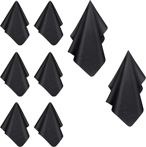Premium Microfiber Cleaning Cloth, 6x6 & 12x12, Black