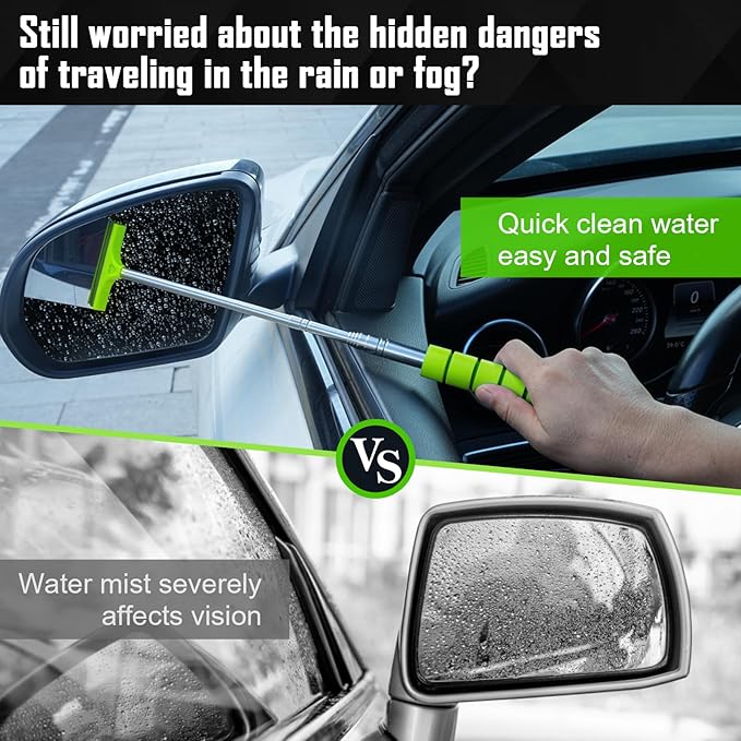 Side Mirror Squeegee, 2 PCS Car Mirror Squeegee, Retractable Car Rearview Mirror Wiper for All Vehicles, Universal Automotive Accessories
