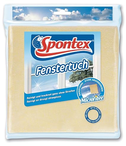 Spontex Microfibre Window Cloth, Cleans Efficiently Without Chemicals, Streak-Free Shine for Windows and Car Windows, Su