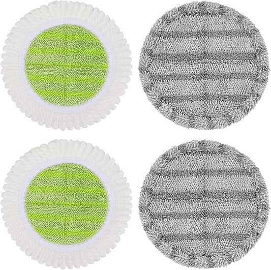 6.3 inch Electric Mop Pads Replacement for Vmai Alfabot Qimedo Idoo Eous Bi-ssell Electric Spin Mop: Round Spinwave Spin Wave Mop Pad, Microfiber Soft Scrubber Mop Pads for Floor Cleaning (4 Pack)