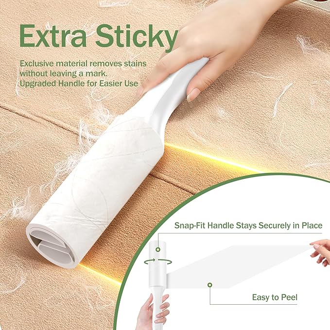 Extra Sticky Lint Roller for Pet Hairs 200 Sheets Lint Rollers for Travel 4 Pack Tough Paper, Small Size Easy Portability, Dog and Cat Hair Lint Rollers Mega Value Set for Clothes