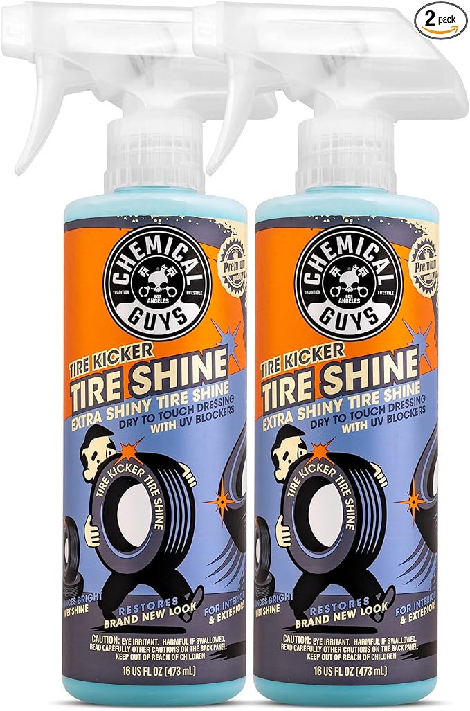 Chemical Guys Tire Kicker Sprayable Extra Glossy Tire Shine Spray, Dry-to-Touch Dressing - Restores Wet Look to Rubber, Vinyl, and Plastic, Safe for Cars, Trucks, Motorcycles, RVs, and More - 16 oz