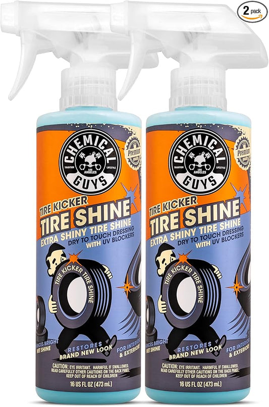 Chemical Guys Tire Kicker Sprayable Extra Glossy Tire Shine Spray, Dry-to-Touch Dressing - Restores Wet Look to Rubber, Vinyl, and Plastic, Safe for Cars, Trucks, Motorcycles, RVs, and More - 16 oz