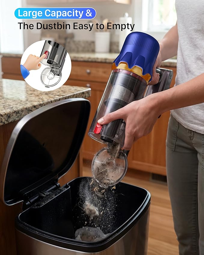 Cordless Vacuum Cleaner for Home - Powerful Stick Vacuum with HEPA Filter, 55-Min Runtime, LED Light, Anti-Tangle Brush, Detachable Battery,Lightweight Vacuum for Pet Hair,Carpets & Hard Floors