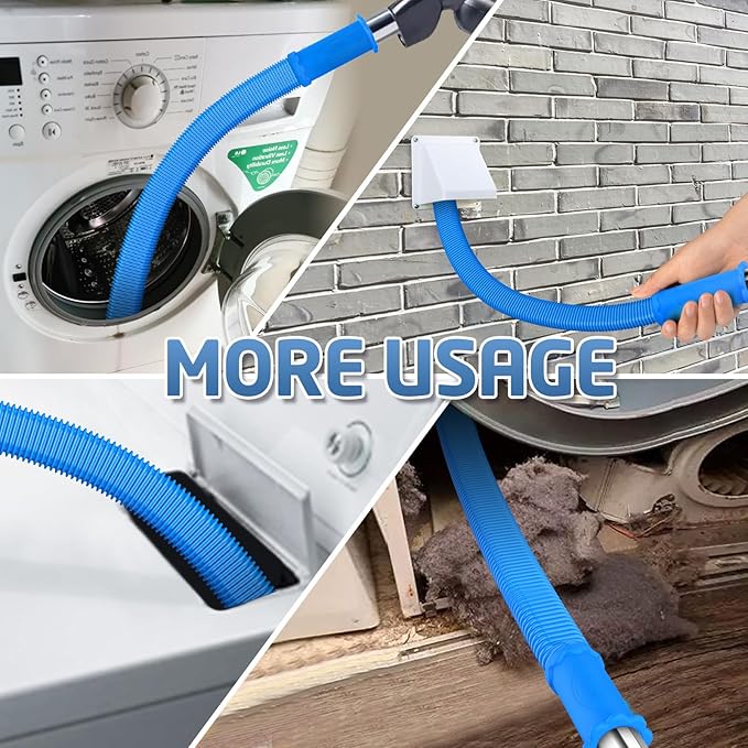 PetOde 2 Pieces Dryer Vent Cleaner Kit Compatible with Most Vacuum Cleaner, Dryer Lint Brush and Vacuum Hose Attachment with Universal Connector, Quickly Lint Remover