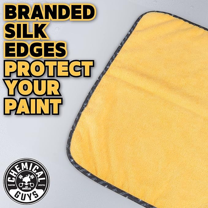 Chemical Guys Professional Grade Premium Microfiber Towels for Cars, Gold, 16" x 16", Ultra-Soft and Scratch-Free Car Detailing Cloths for Trucks, Motorcycles, and More - 3 Pack