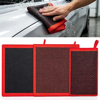 3 Pack Synthetic Clay Towel, Clay Bar Alternative for Car Detailing, Lifts Tar, Sap & Road Film, Reusable, Preps Surface