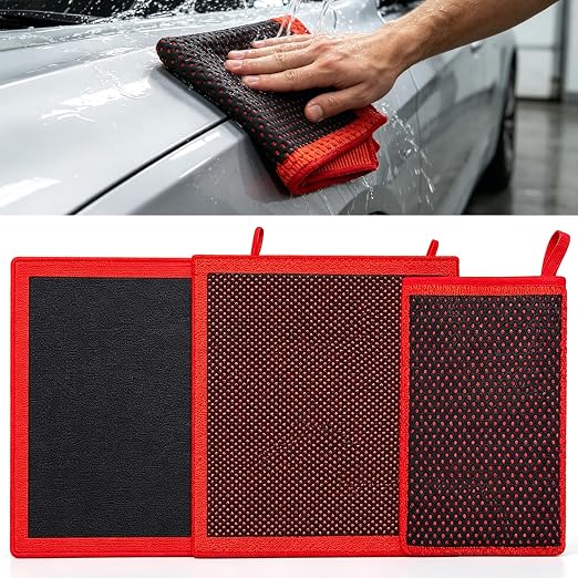 3 Pack Synthetic Clay Towel, Clay Bar Alternative for Car Detailing, Lifts Tar, Sap & Road Film, Reusable, Preps Surface